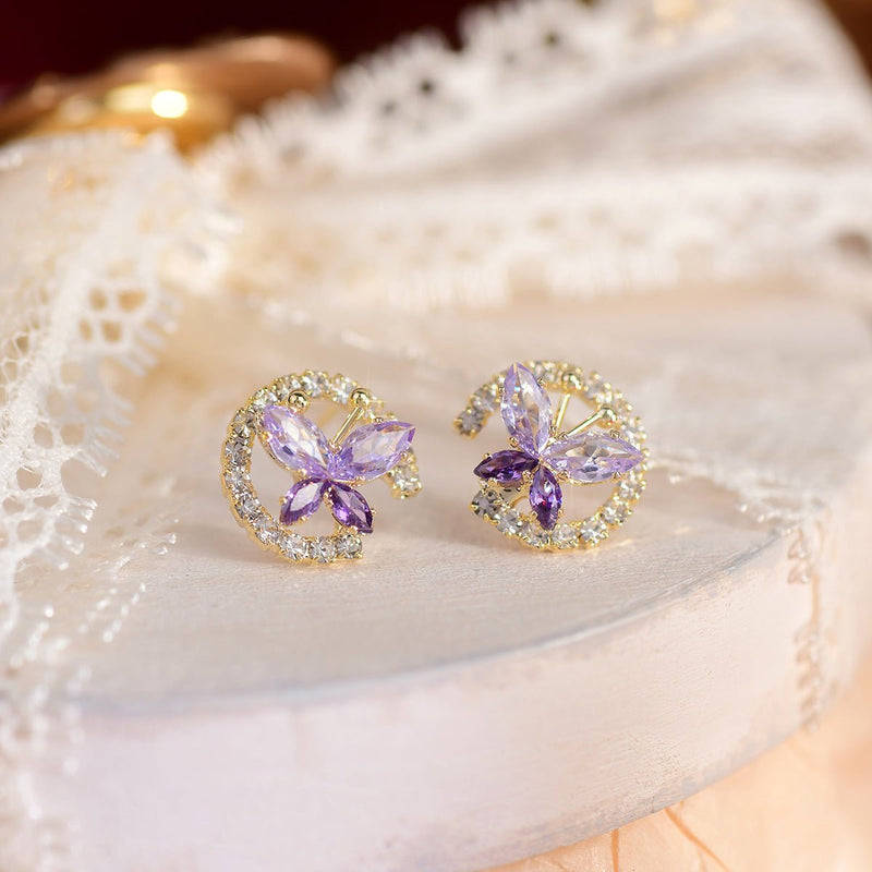 Schmetterling Ohrstecker - Flieder