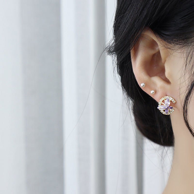 Schmetterling Ohrstecker - Flieder