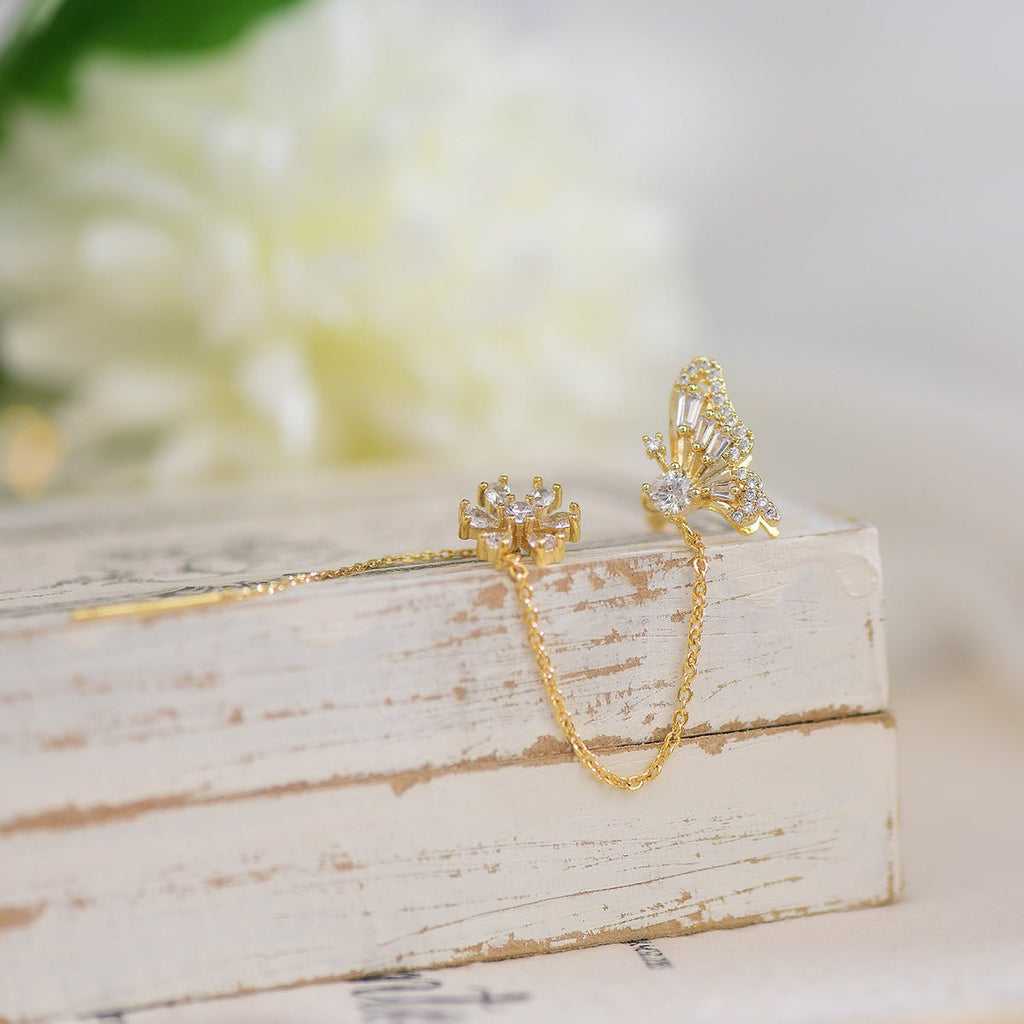 Ohrringe und Manschetten mit Schmetterlings-Einfädler