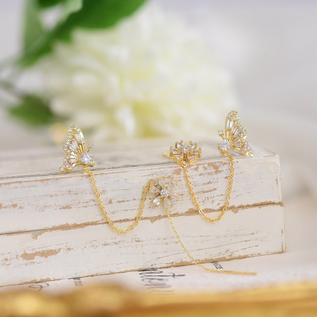 Ohrringe und Manschetten mit Schmetterlings-Einfädler