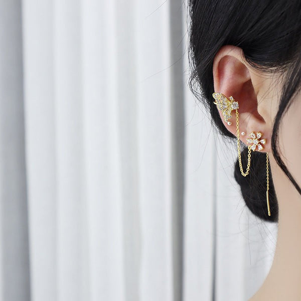 Ohrringe und Manschetten mit Schmetterlings-Einfädler