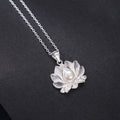 Carmiora 925 Sterling Silber Lotusblüten-Perlen-Reichtums-Halskettenanhänger
