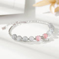 Carmiora Erdbeerquarz-Mondstein-Glücks-Mond-Charm-Armband