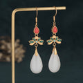 Carmiora FengShui Glücks-Tropfenohrringe aus weißer Jade