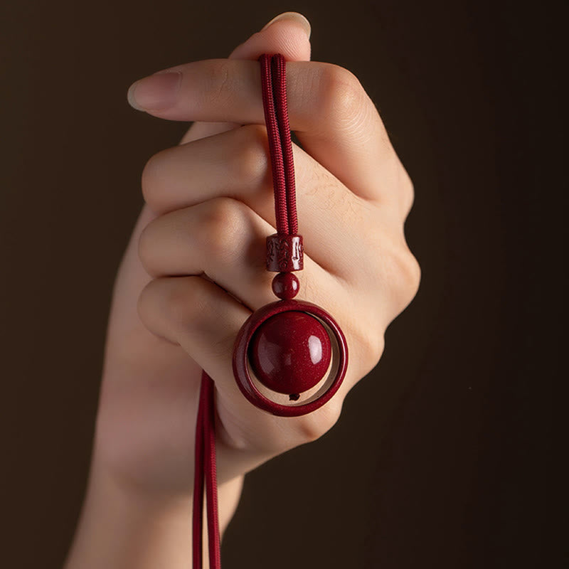 Carmiora Cinnabar Om Mani Padme Hum PiXiu Segen Glücksperlen-Halskettenanhänger