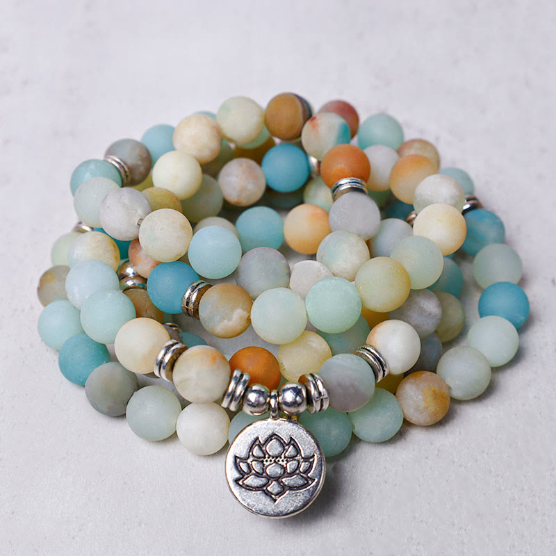 Carmiora tibetischer Amazonitstein Segen Lotus Mala