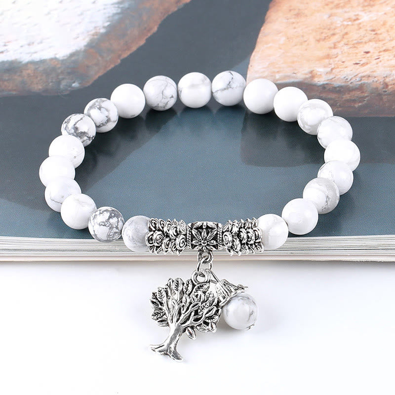 Carmiora Stretch-Armband mit natürlichem Edelstein, Baum des Lebens, Glücksbringer