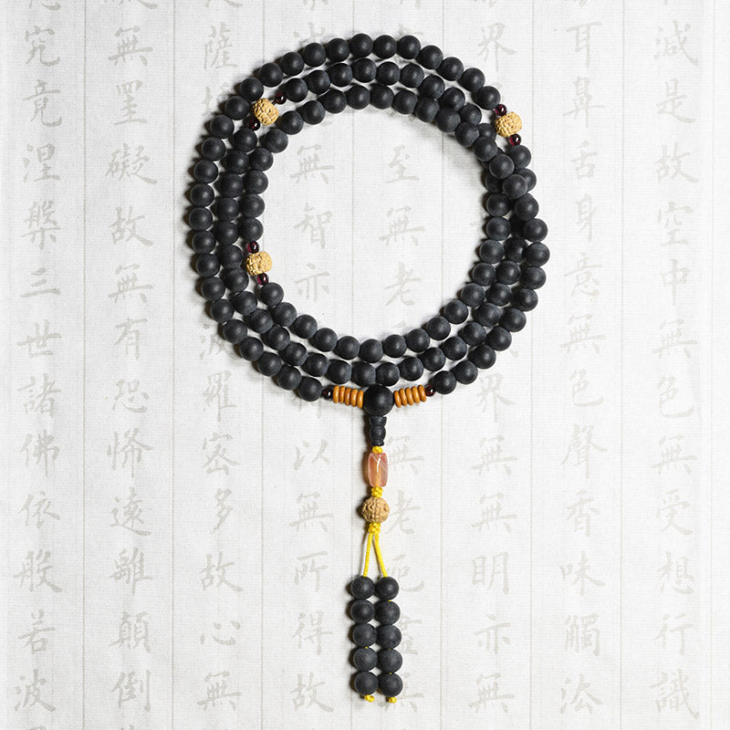 Carmiora tibetisches Mala-Zypressen-Bodhi-Samen-Heilarmband aus rotem Achat