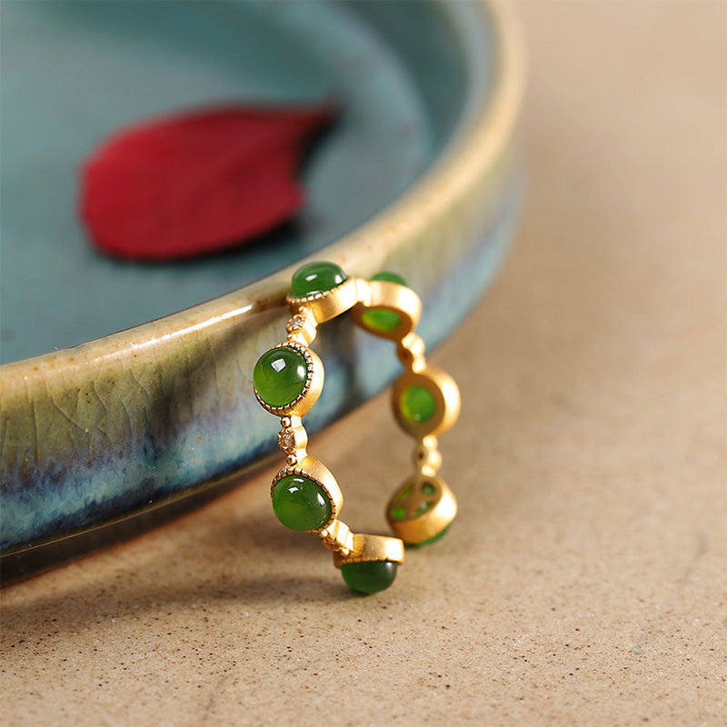 Carmiora Cyan Jade Healing Calm Verstellbarer Ring