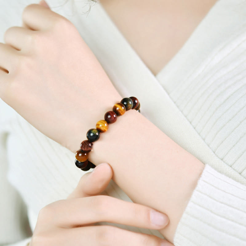 Carmiora Natürliches Tigerauge-Positive-Schutz-Armband