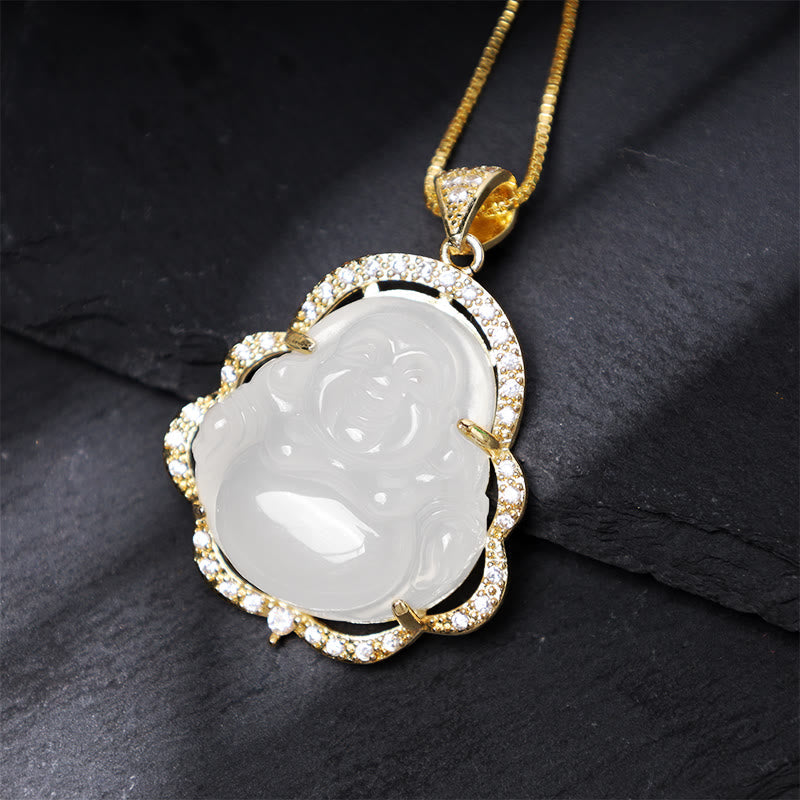 Carmiora Glücksbringer-Halskette mit lachendem Buddha