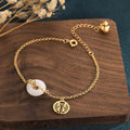 Carmiora White Jade Double Happiness Fortune Armband