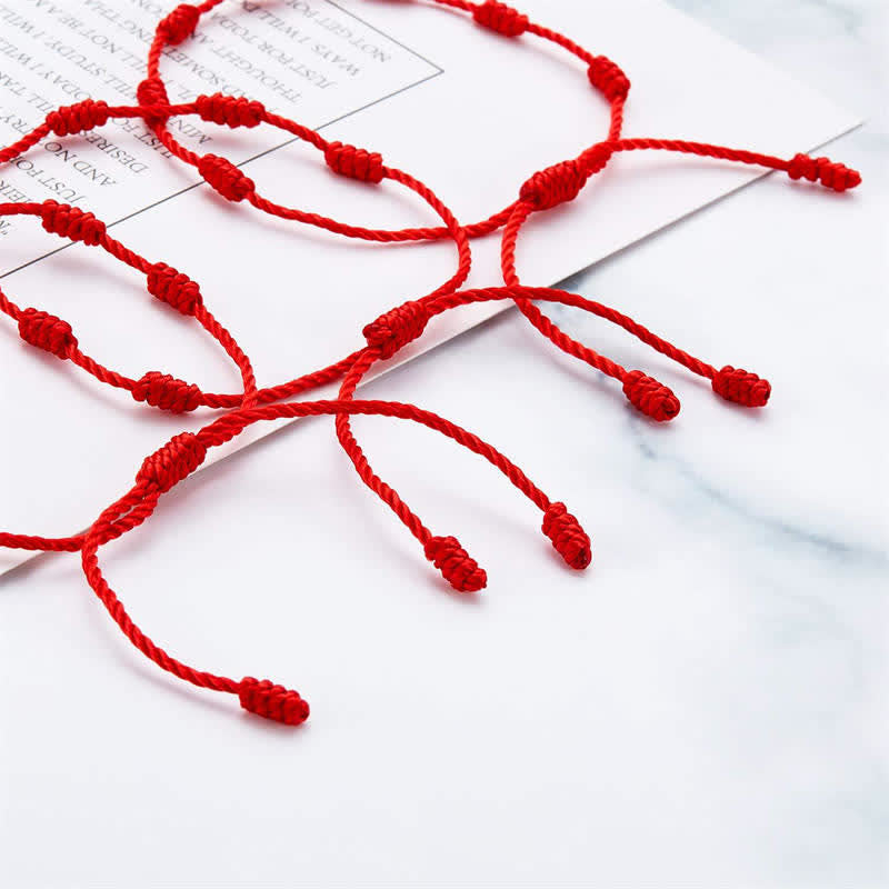 Carmiora 4-teiliges Evil Eye Seven Knot Red String Schutzarmband