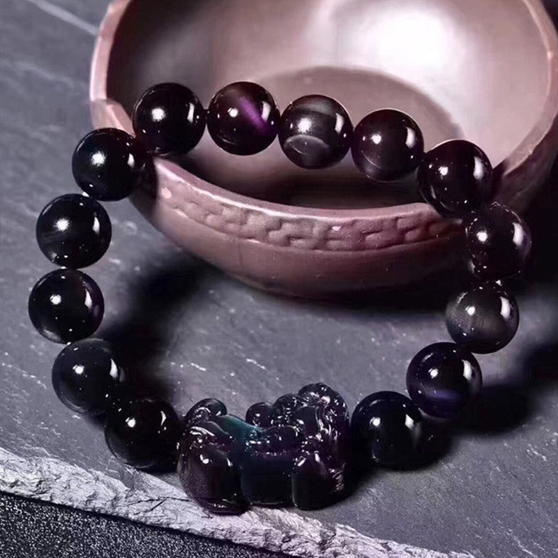 Carmiora FengShui PiXiu Regenbogen-Obsidian-Glücksarmband
