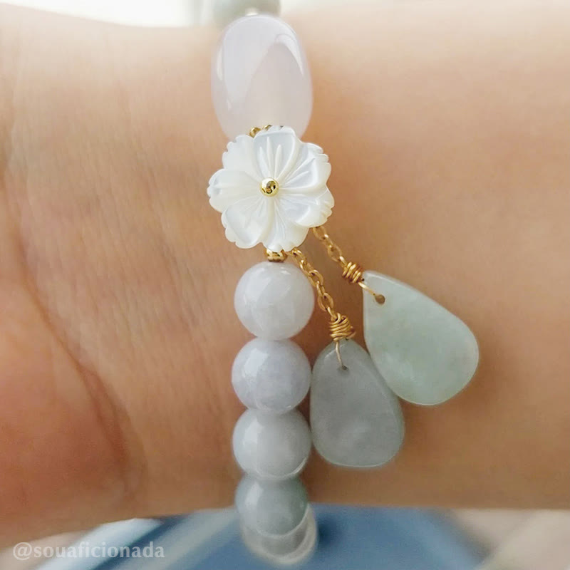Carmiora Glücksarmband aus natürlicher weißer Jade