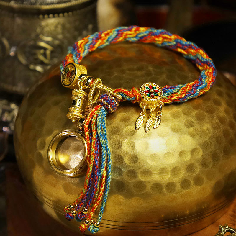 Carmiora tibetisches Om Mani Padme Hum Traumfänger Glück Buntes Reinkarnationsknoten-Schnurarmband