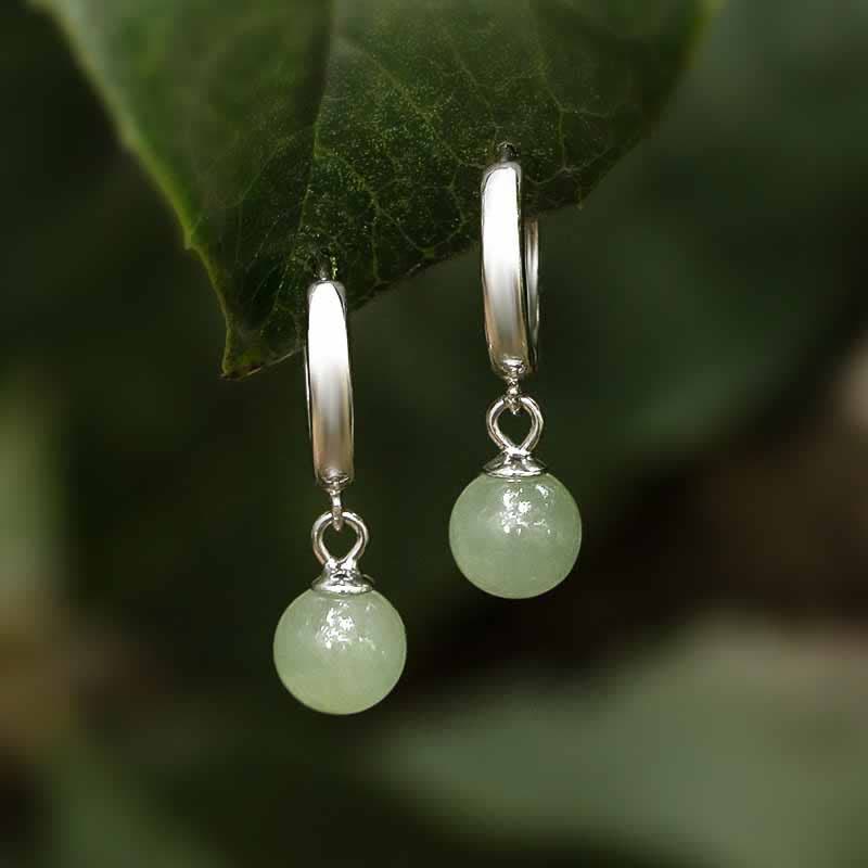Carmiora Runde Jade Perlen Wohlstand Ohrringe