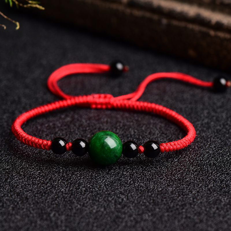 Carmiora Lucky and Success Jade-Armband mit roter Schnur