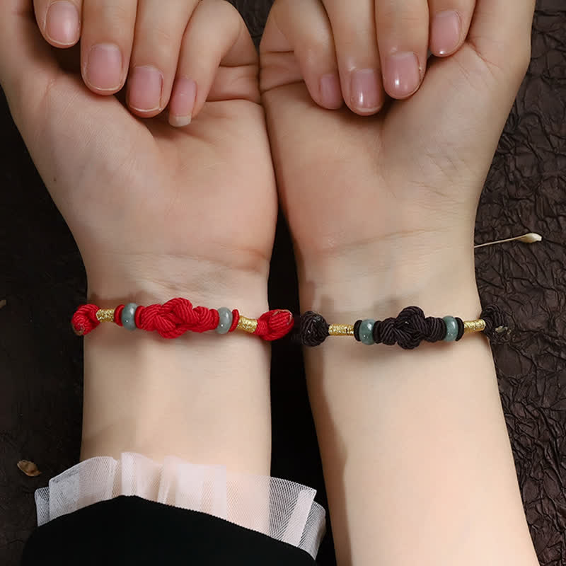 Carmiora Red String Jade Glück Glücksknoten geflochtenes Paararmband