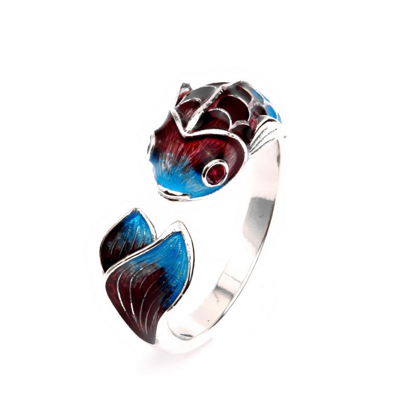 Carmiora Koi Fisch Weißer Kupfer Balance Ring