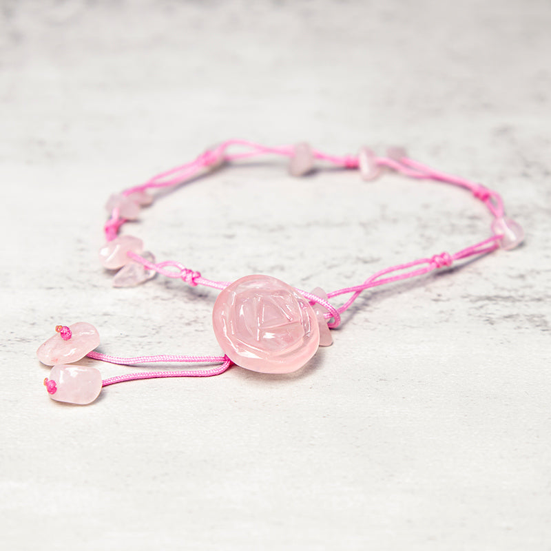 Carmiora Amethyst Pink Crystal Green Aventurine Rose Inner Peace Healing Fußkettchen