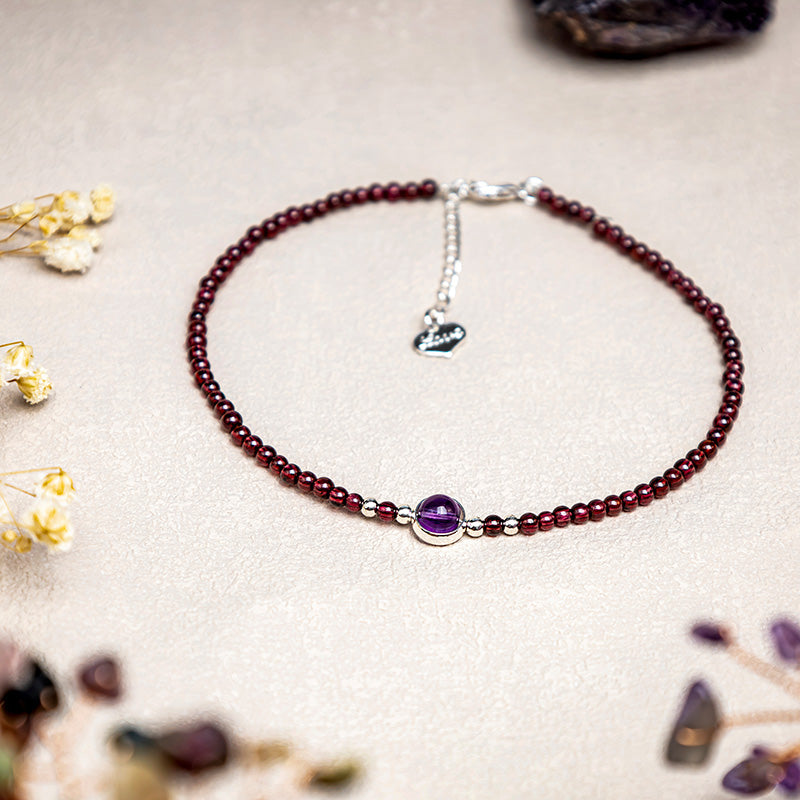 Carmiora-Granat-Amethyst-Reinigungs-Ruhe-Fußkettchen