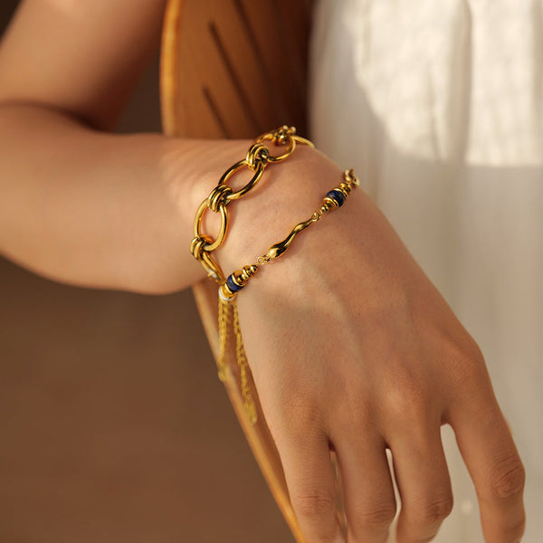 Perlen- und Lapislazuli-Armband