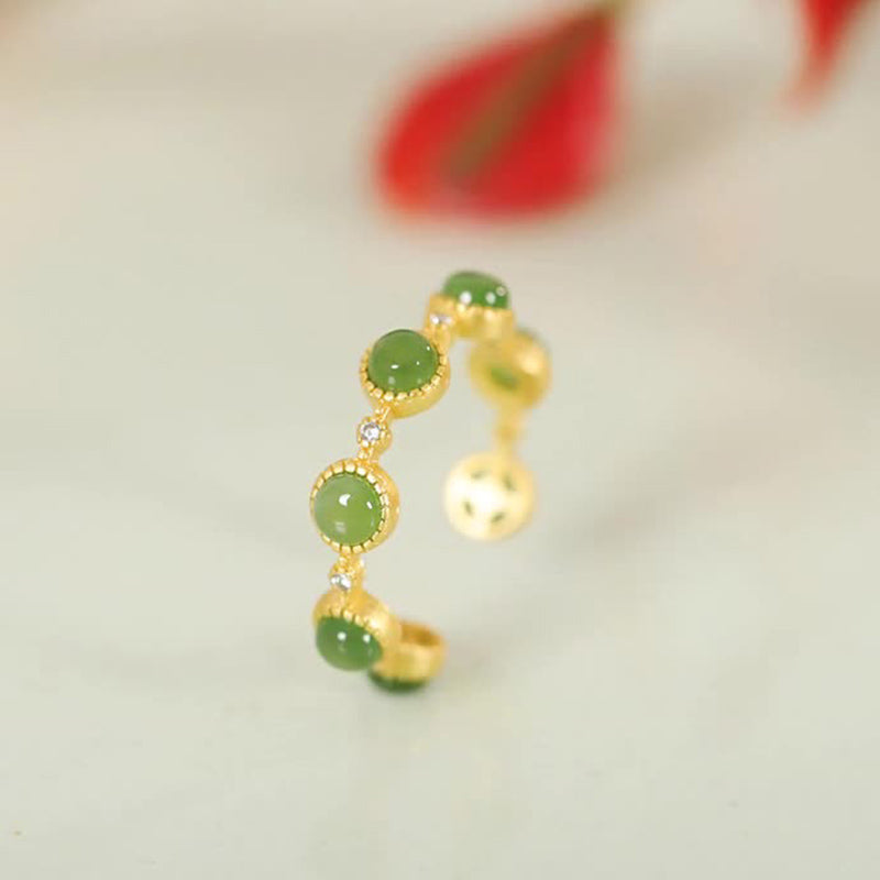 Carmiora Cyan Jade Healing Calm Verstellbarer Ring