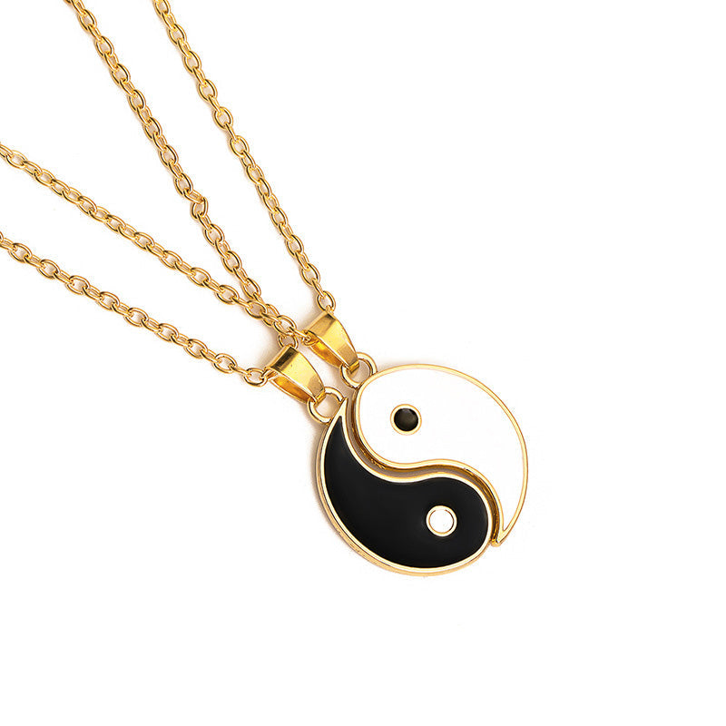 Carmiora Yin Yang Hämatit Anhänger Paar Halskette