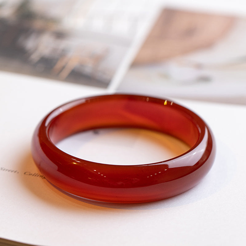 Carmiora Natürlicher roter Achat-Vertrauensarmband-Armreif