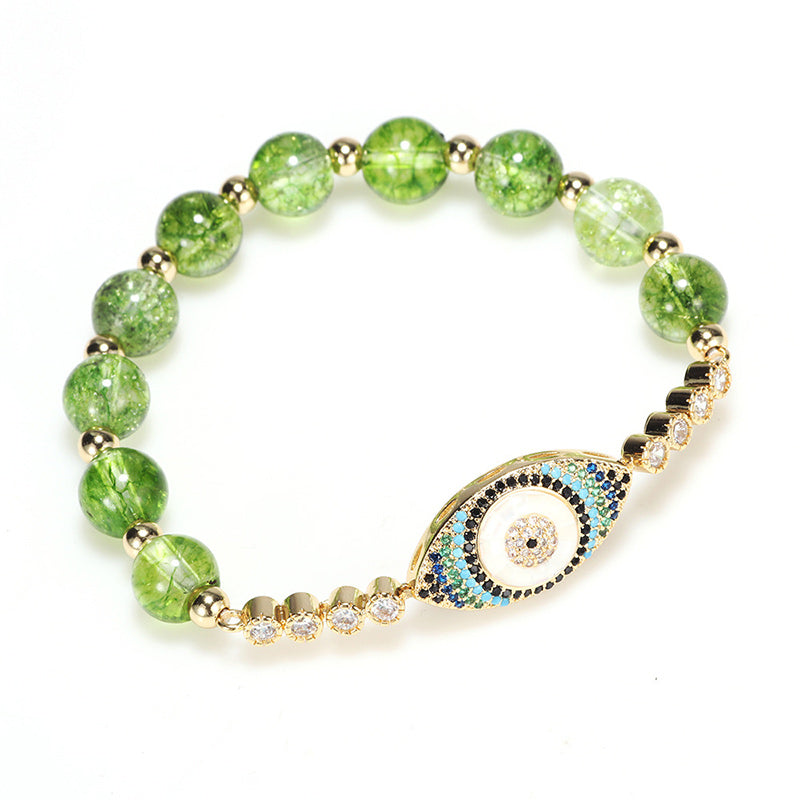 Carmiora Natürliches Peridot Evil Eye Fülle Armband