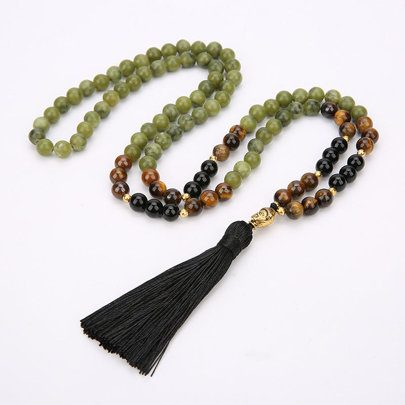Carmiora tibetisches grünes Jaspis-Schutz-Mala-Armband