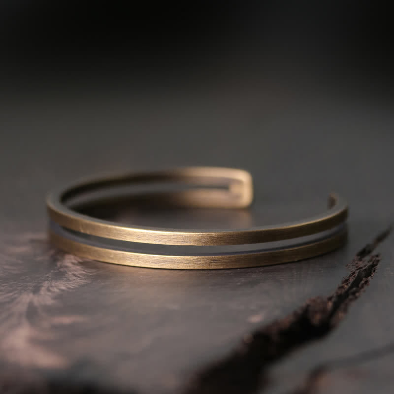 Carmiora Rustikales Kupfer-Glücks-Wikinger-Manschettenarmband