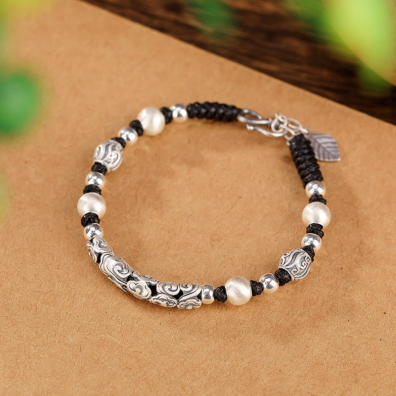 Carmiora Tibet handgefertigtes Kupfer 999 Sterling Silber Glückswolken-Reichtum-Schnur-Armband