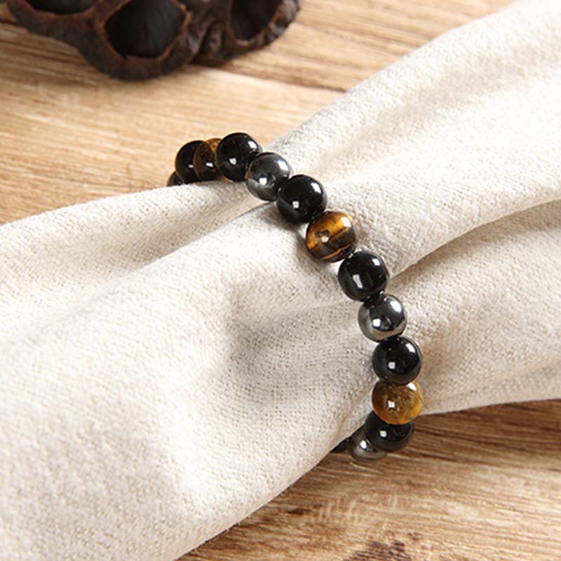 Carmiora tibetisches Tigerauge-Armband-Halsketten-Set