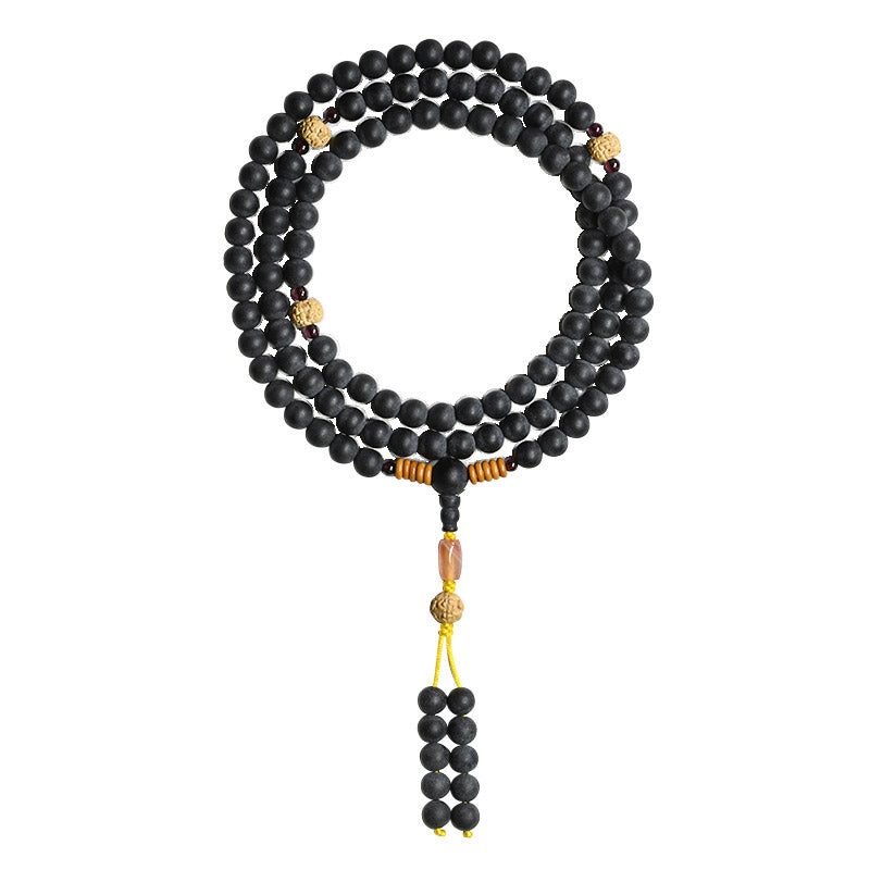 Carmiora tibetisches Mala-Zypressen-Bodhi-Samen-Heilarmband aus rotem Achat