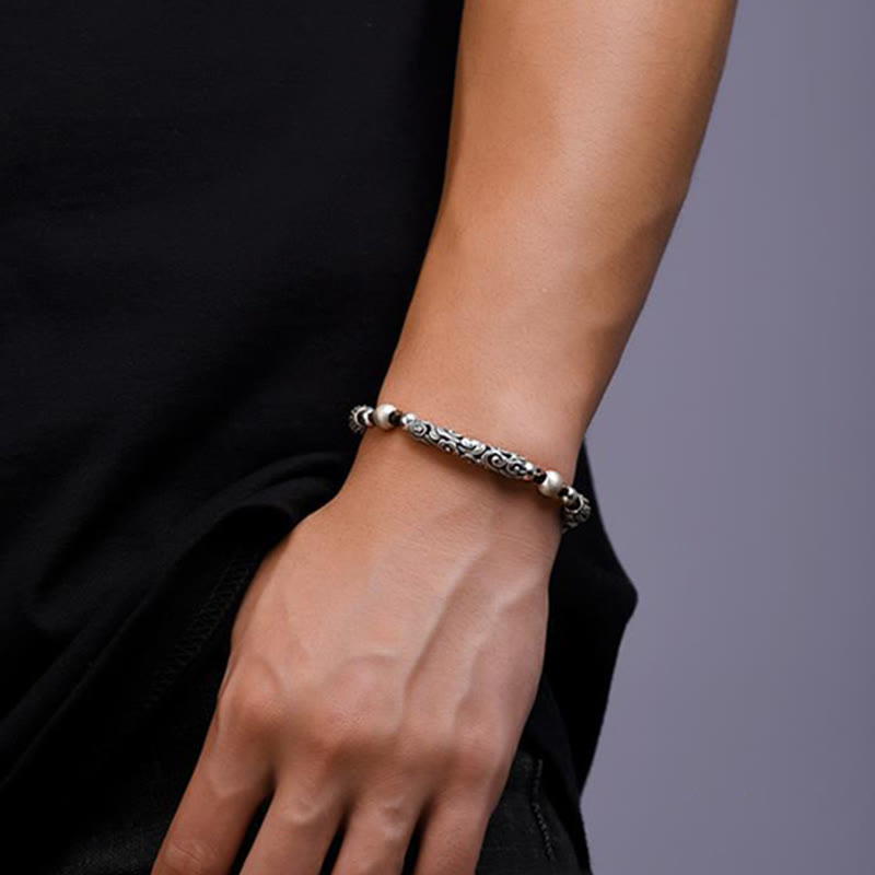 Carmiora Tibet handgefertigtes Kupfer 999 Sterling Silber Glückswolken-Reichtum-Schnur-Armband