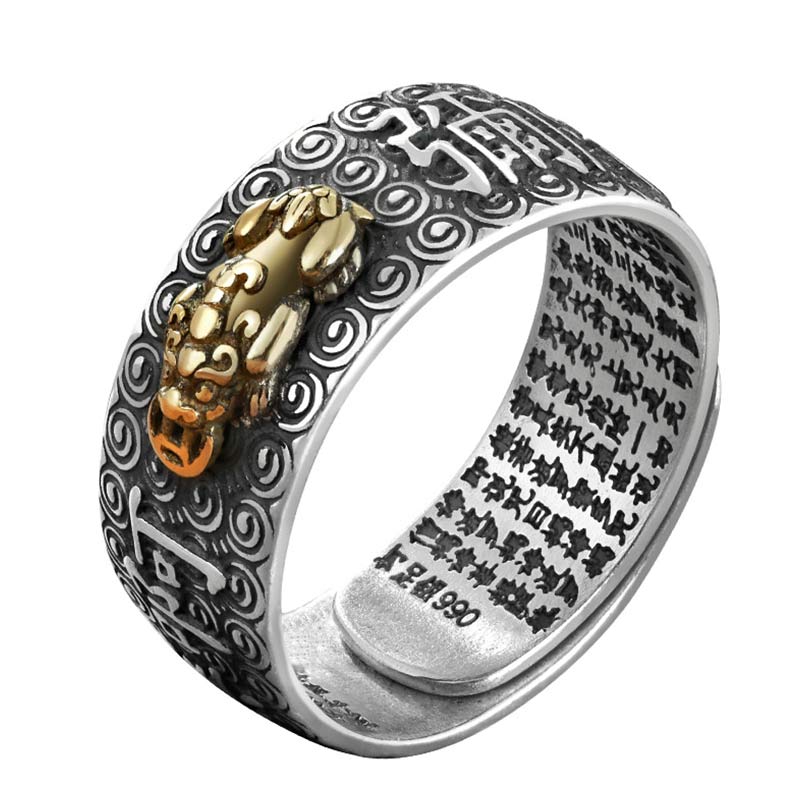 Carmiora Chinesischer Sternzeichen-Natal-Buddha-Reichtum-Glück-verstellbarer Ring
