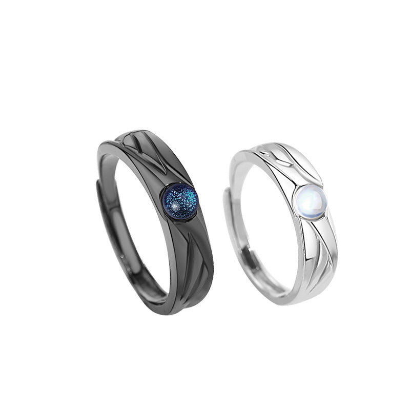 Carmiora Angel Devil Moonstone Charming Love Verstellbarer Paarring