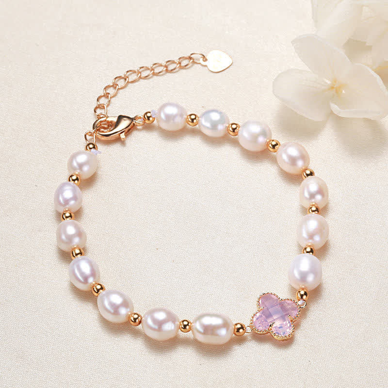 Carmiora Pearl Vierblättriges Kleeblatt-Reichtumskettenarmband