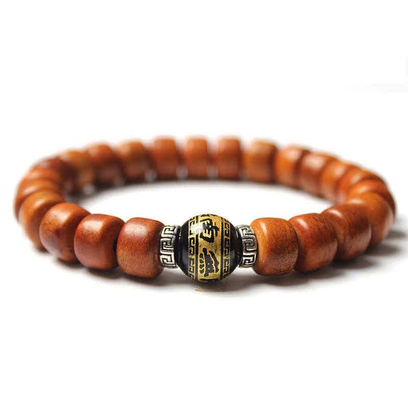 Carmiora tibetisches Yak-Knochen-Armband Om Mani Padme Hum