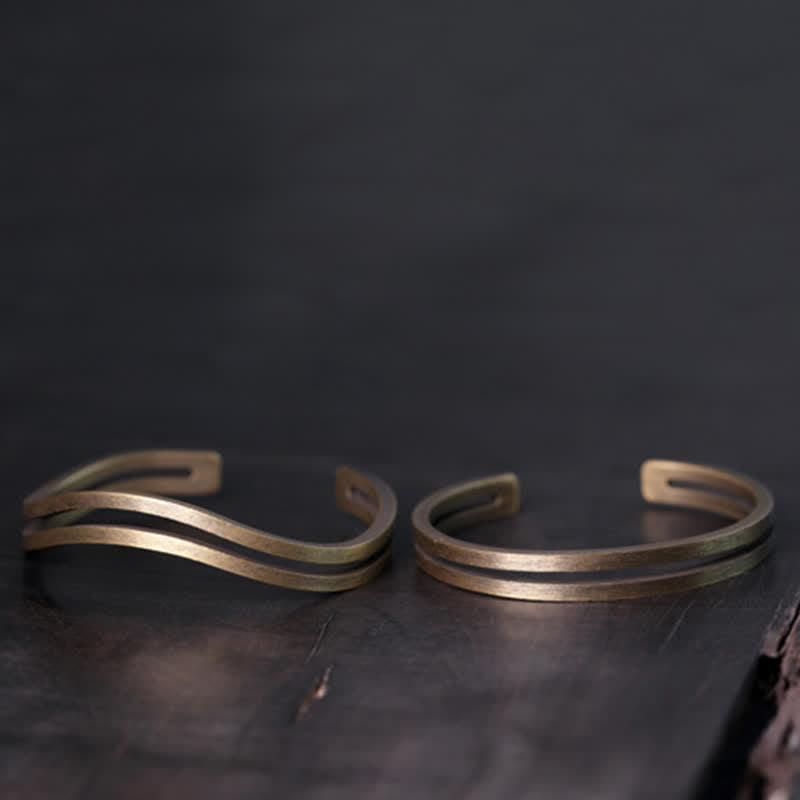 Carmiora Rustikales Kupfer-Glücks-Wikinger-Manschettenarmband