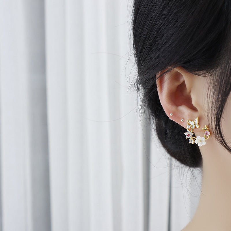 Kirschblüten-Schmetterlings-Set (Ohrringe/Halskette)