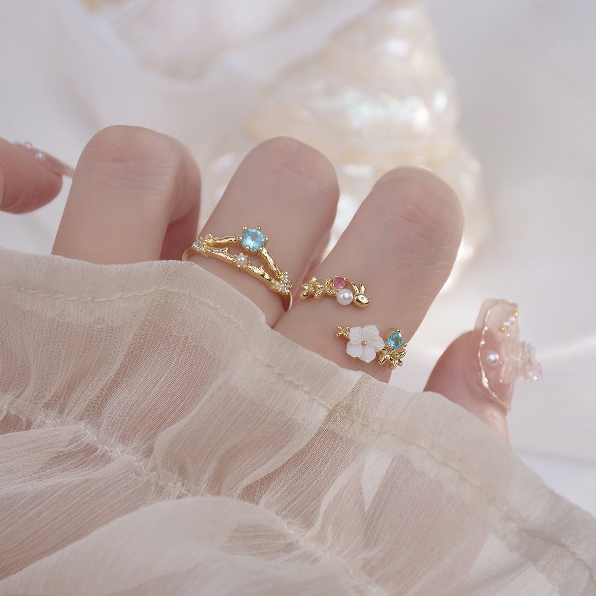 Kirschblüten-Ring-Set