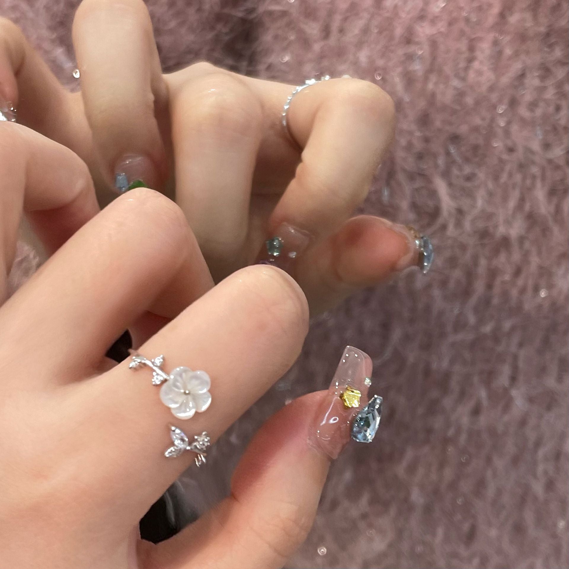 Kirschblütenring (massives Silber)