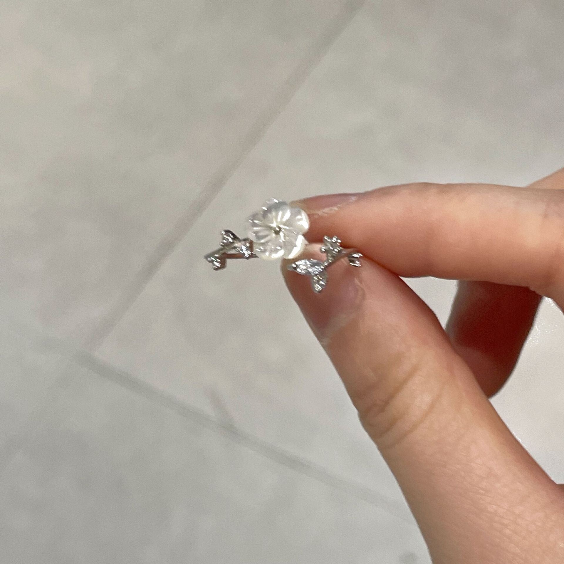 Kirschblütenring (massives Silber)