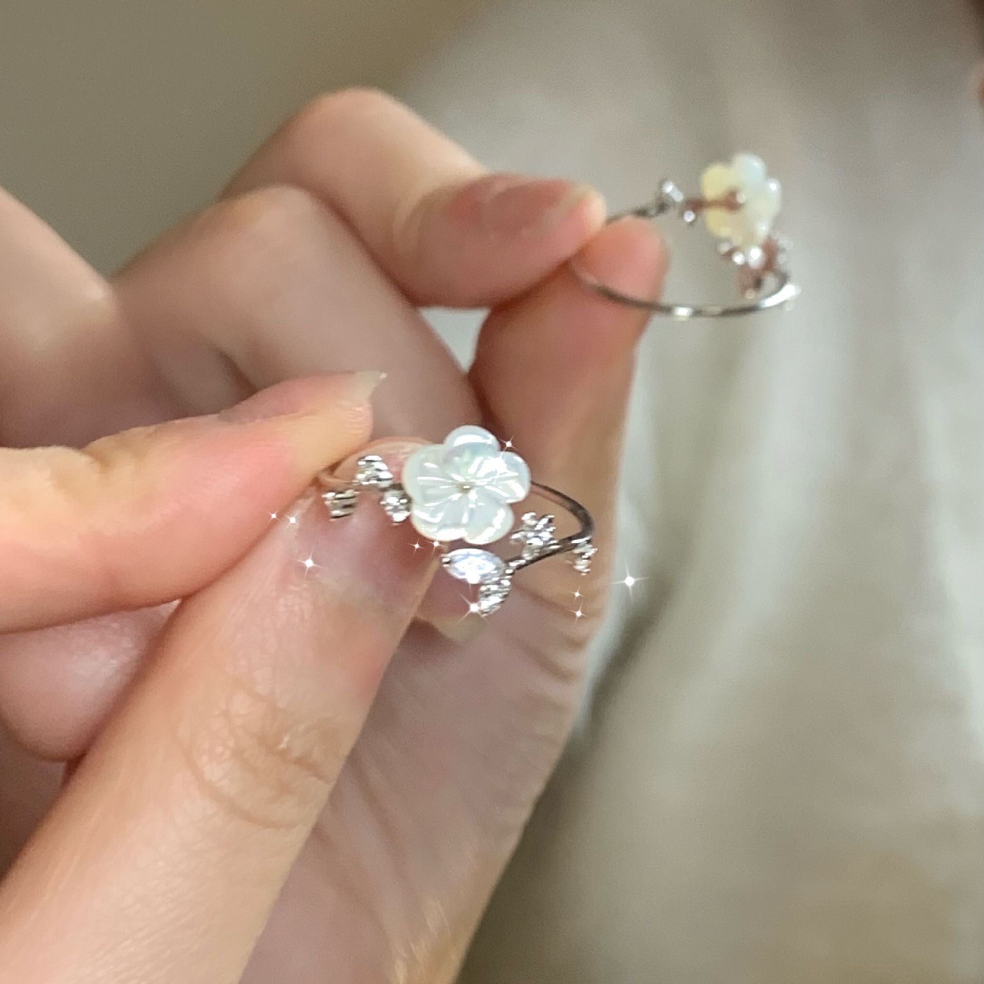 Kirschblütenring (massives Silber)