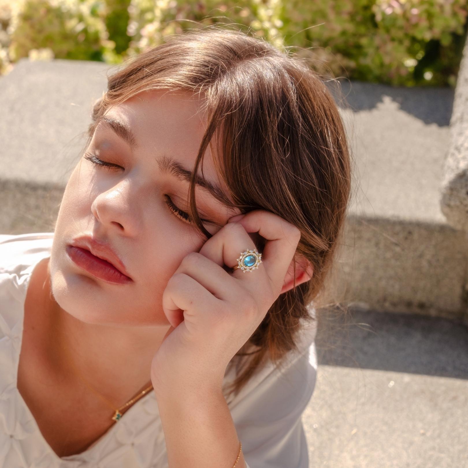 [Ausverkauf] Blauer Edelsteinring - Marilyn
