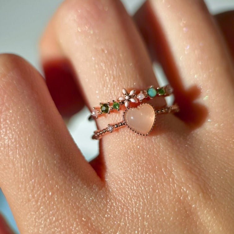 [Ausverkauf] Blumenherzring - Emma