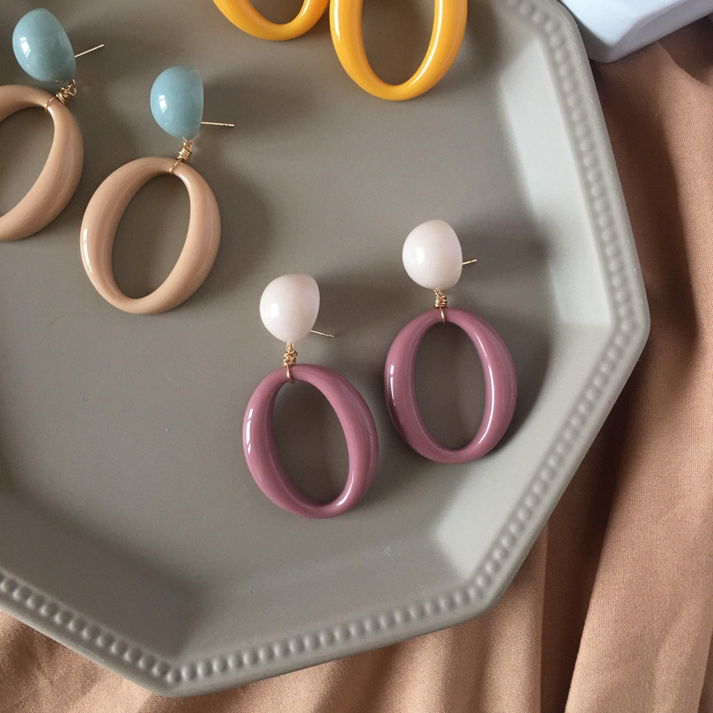 [Ausverkauf] Rosa geometrische Ohrringe